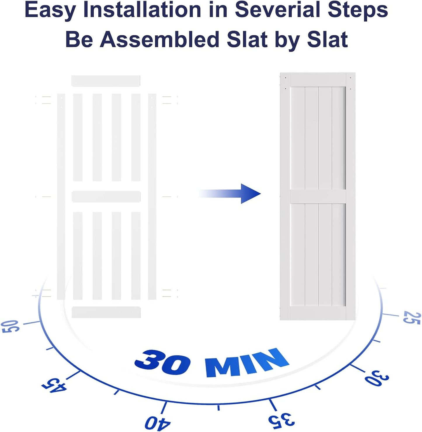 SMARTSTANDARD 28" x 84" White Sliding Barn Door with 5FT Silver Hardware | Pre-Drilled Ready to Assemble, Waterproof PVC Coating, H-Frame