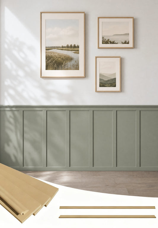 SMARTSTANDARD 220"x51" Premade Board and Batten Wainscoting Kit MDF