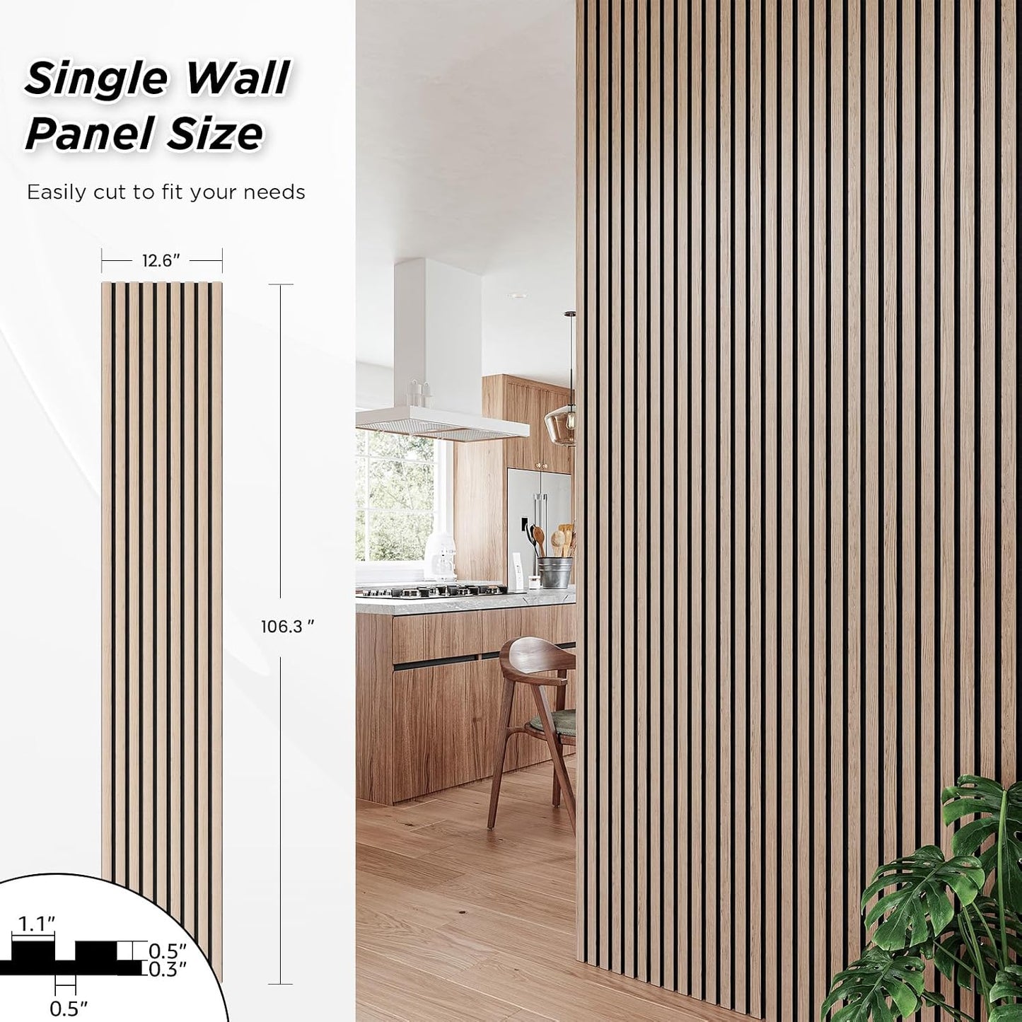 SMARTSTANDARD 4 Pack 106" x 12.6" Wood Slat Wall Panels, Walnut