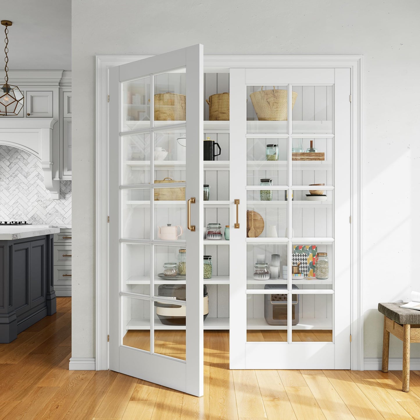 SMARTSTANDARD 64" x 80" Clear Glass French Interior Solid Core Door Slab