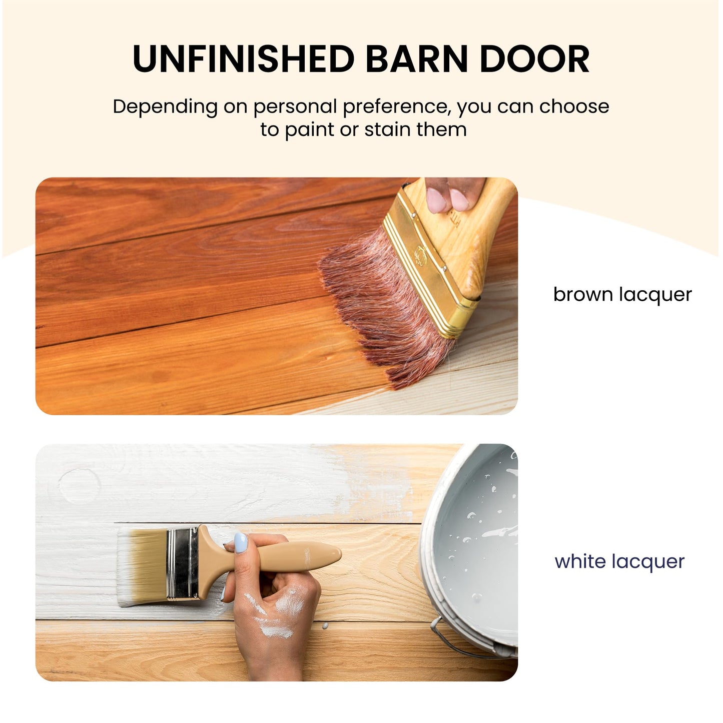 SMARTSTANDARD 42in x 84in Sliding Barn Door with Brushed Nickel Hardware | 7FT Track Kit & Handle, Assembly is Required, DIY Unfinished Solid Spruce Wood Panelled Slab, K-Frame