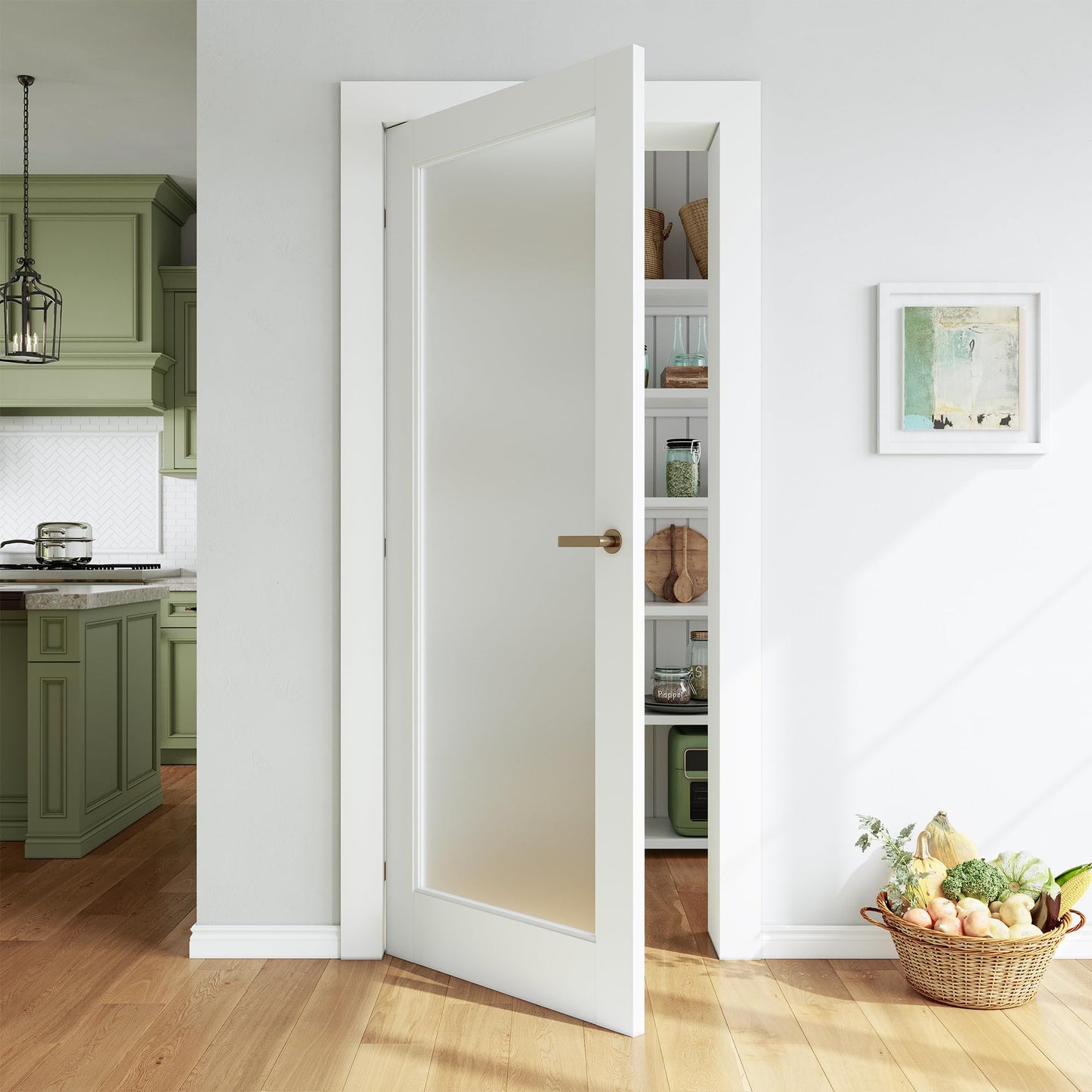 SMARTSTANDARD 32" x 80" Slab Door, Solid Core Frosted Glass Pantry Door