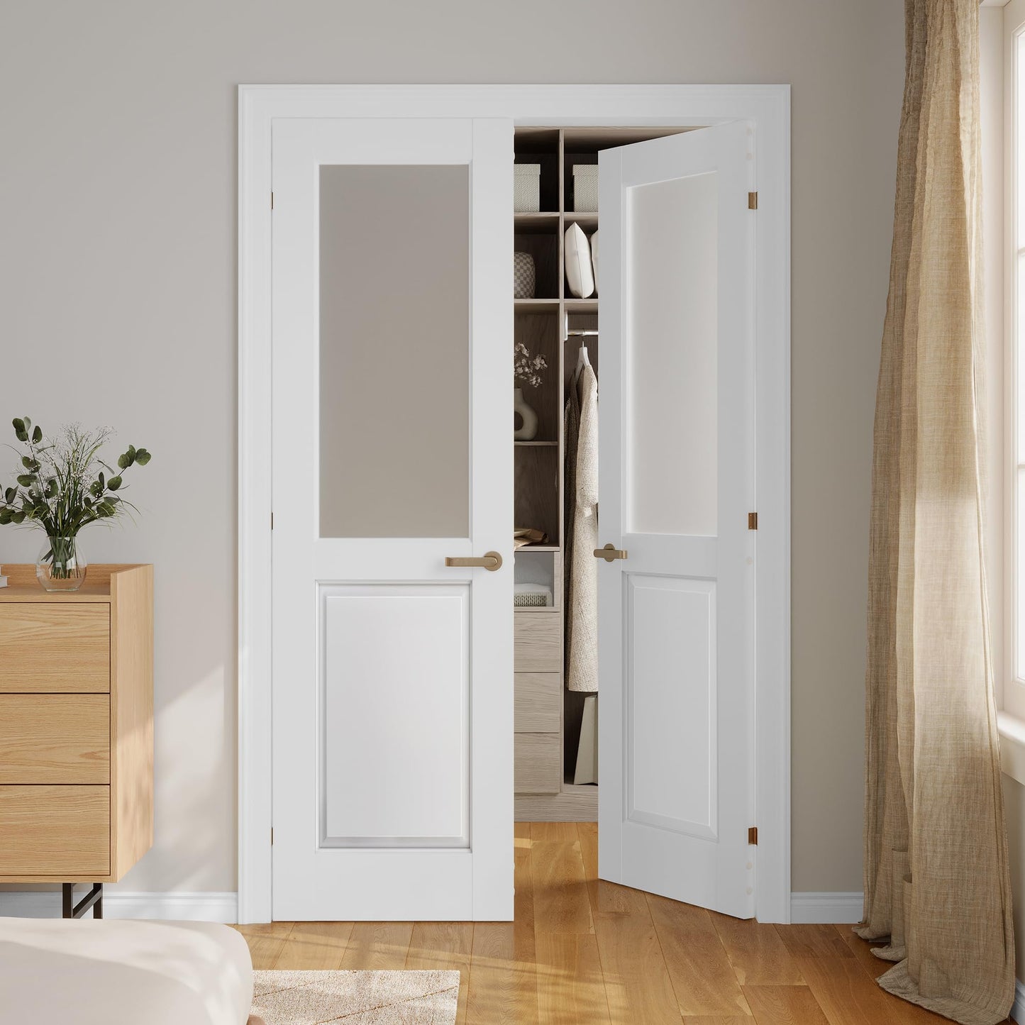 SMARTSTANDARD 60" x 80" Frosted Glass Interior Door Slab, Solid Core