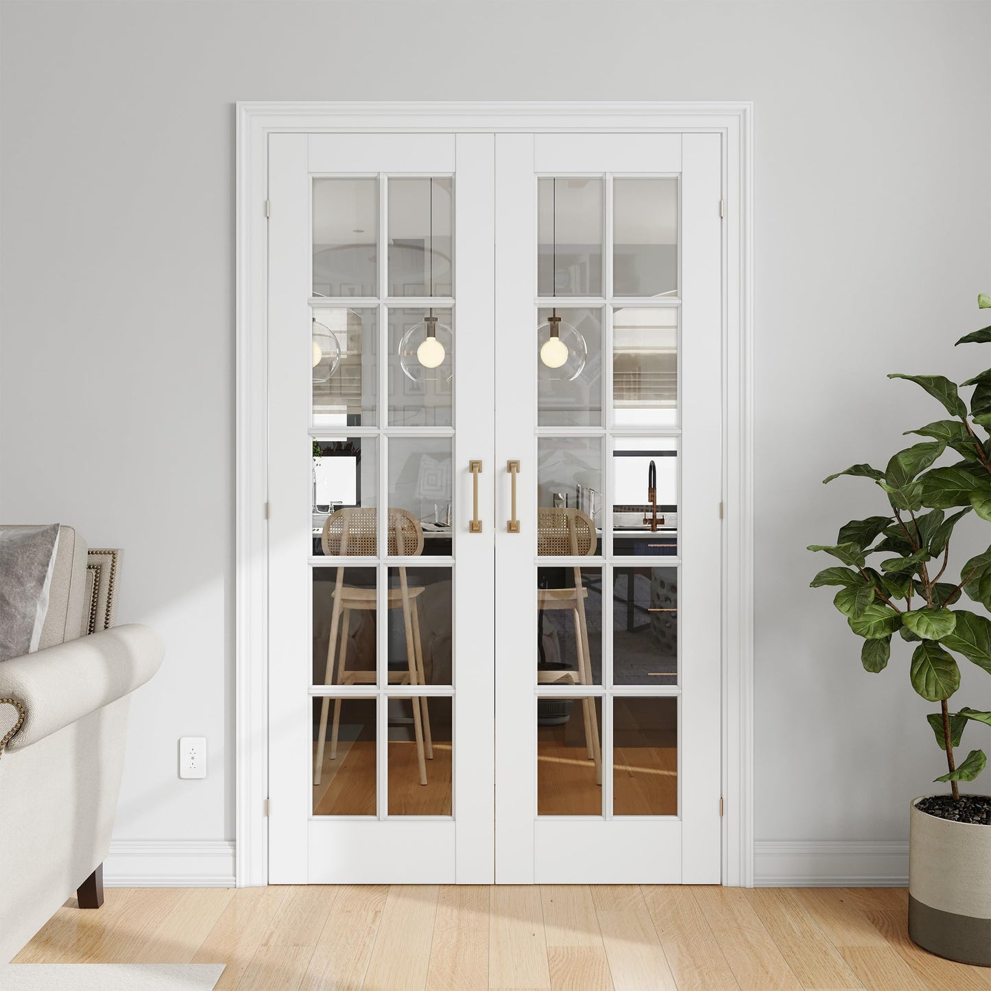 SMARTSTANDARD 64" x 80" Clear Glass French Interior Solid Core Door Slab