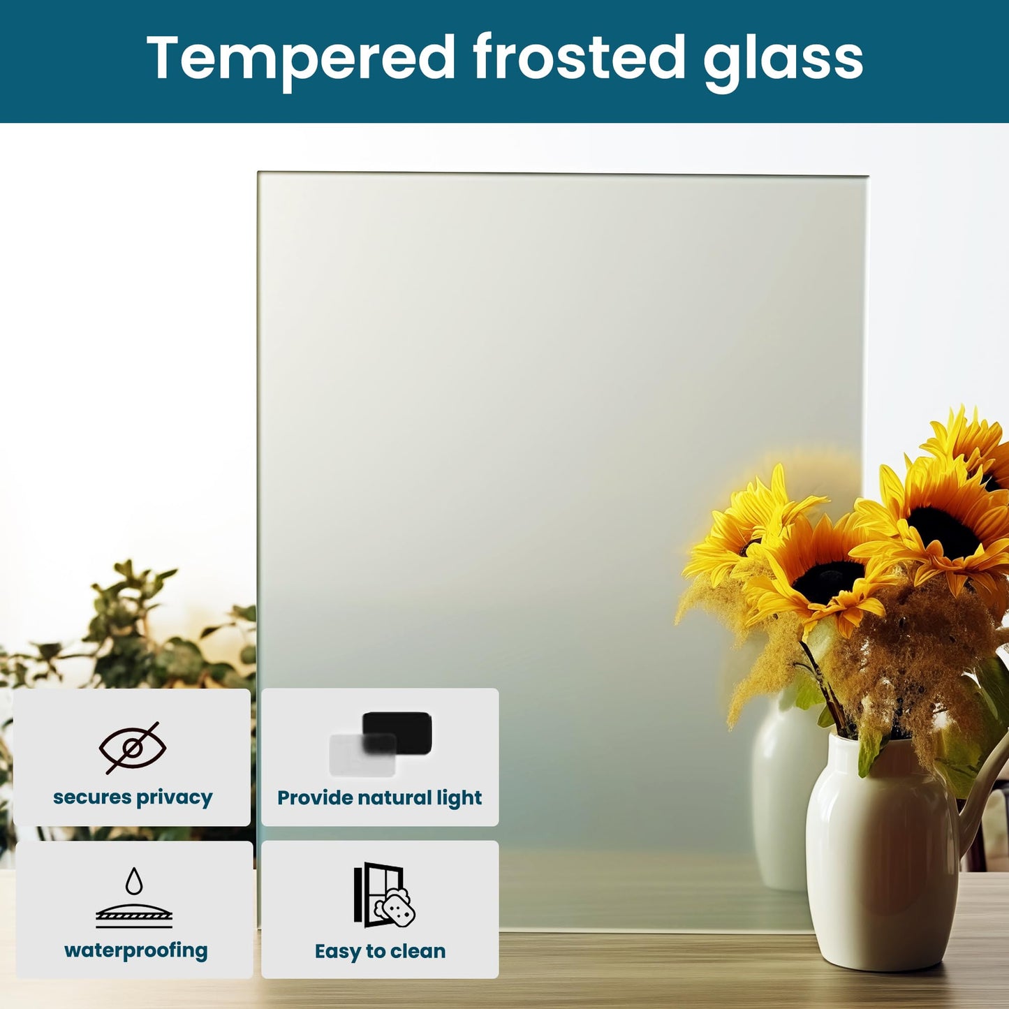 SMARTSTANDARD 60" x 80" Frosted Glass Interior Door Slab, Solid Core