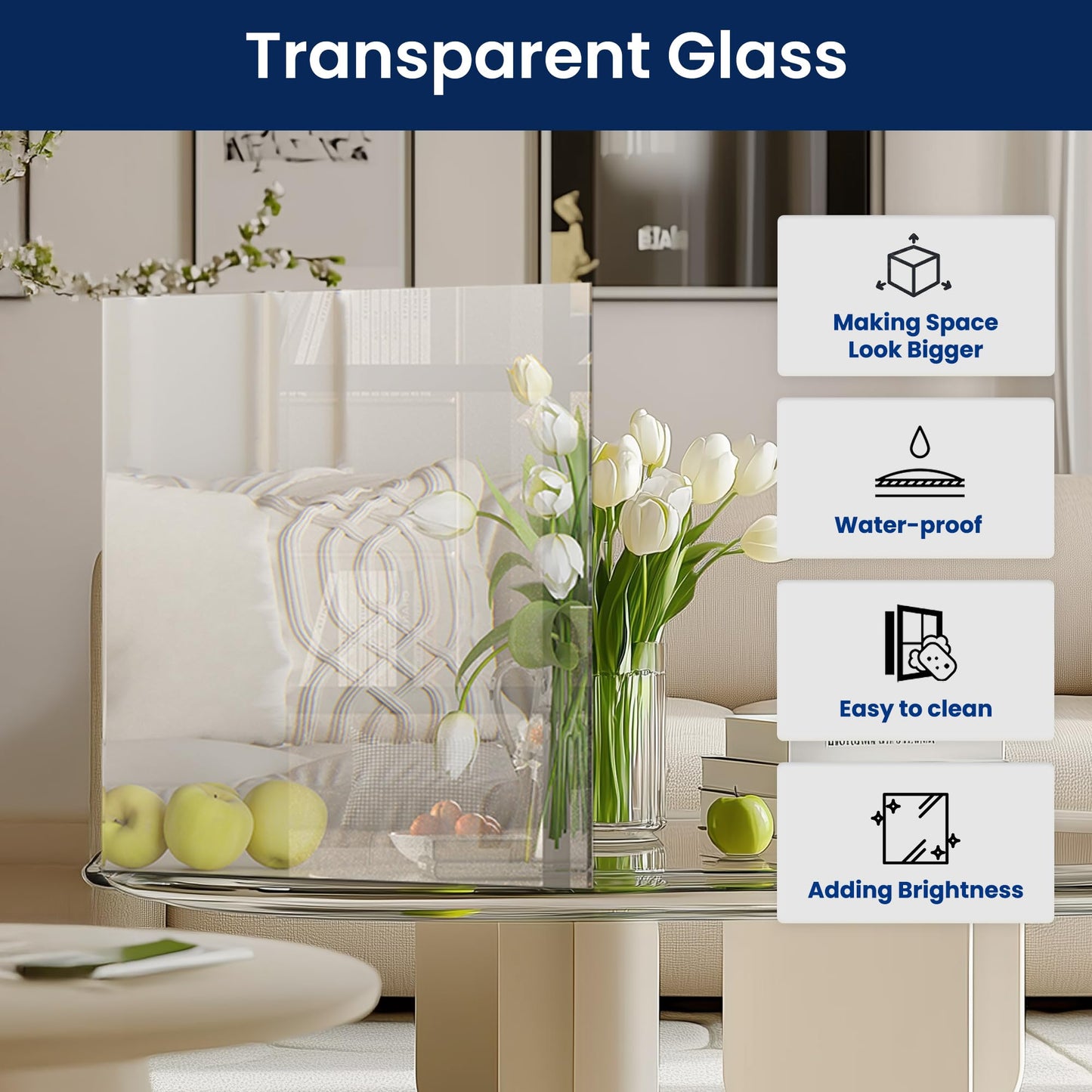 SMARTSTANDARD 24" x 80" Clear Glass French Interior Solid Core Door Slab