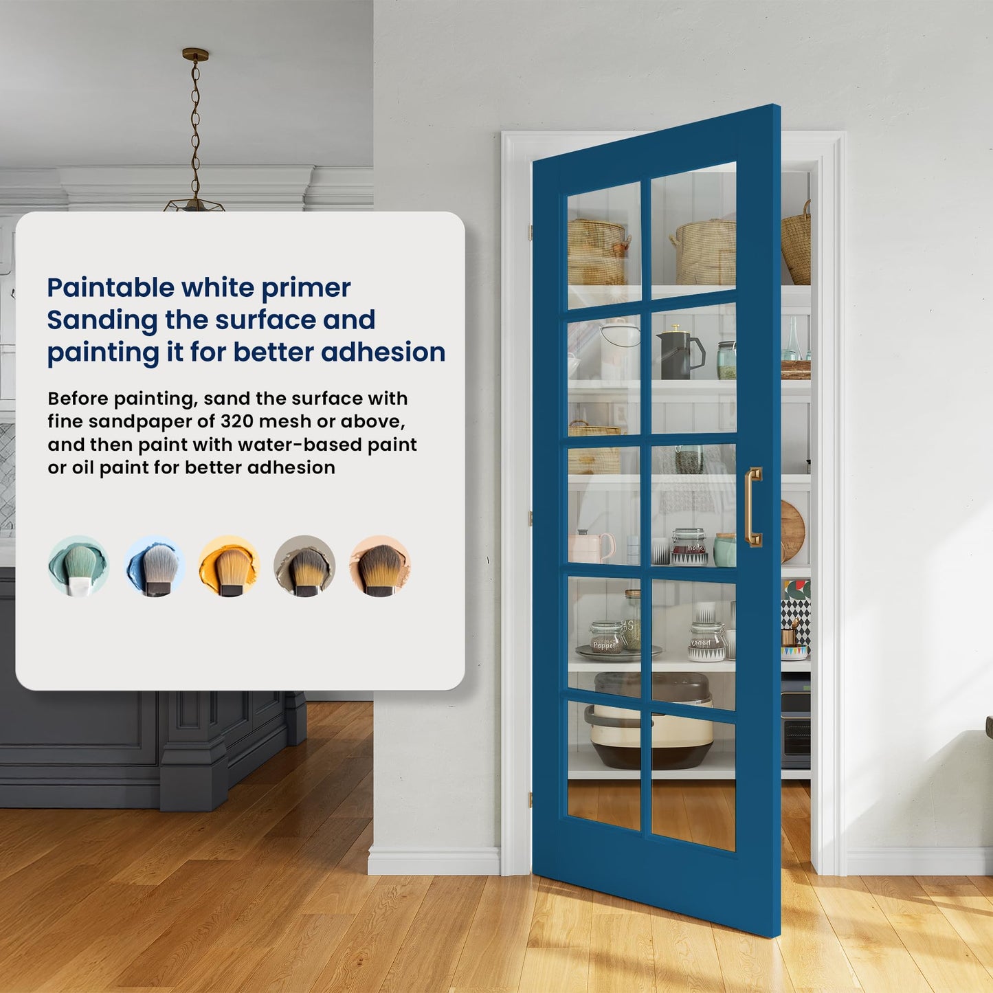 SMARTSTANDARD 48" x 80" Clear Glass French Interior Solid Core Door Slab