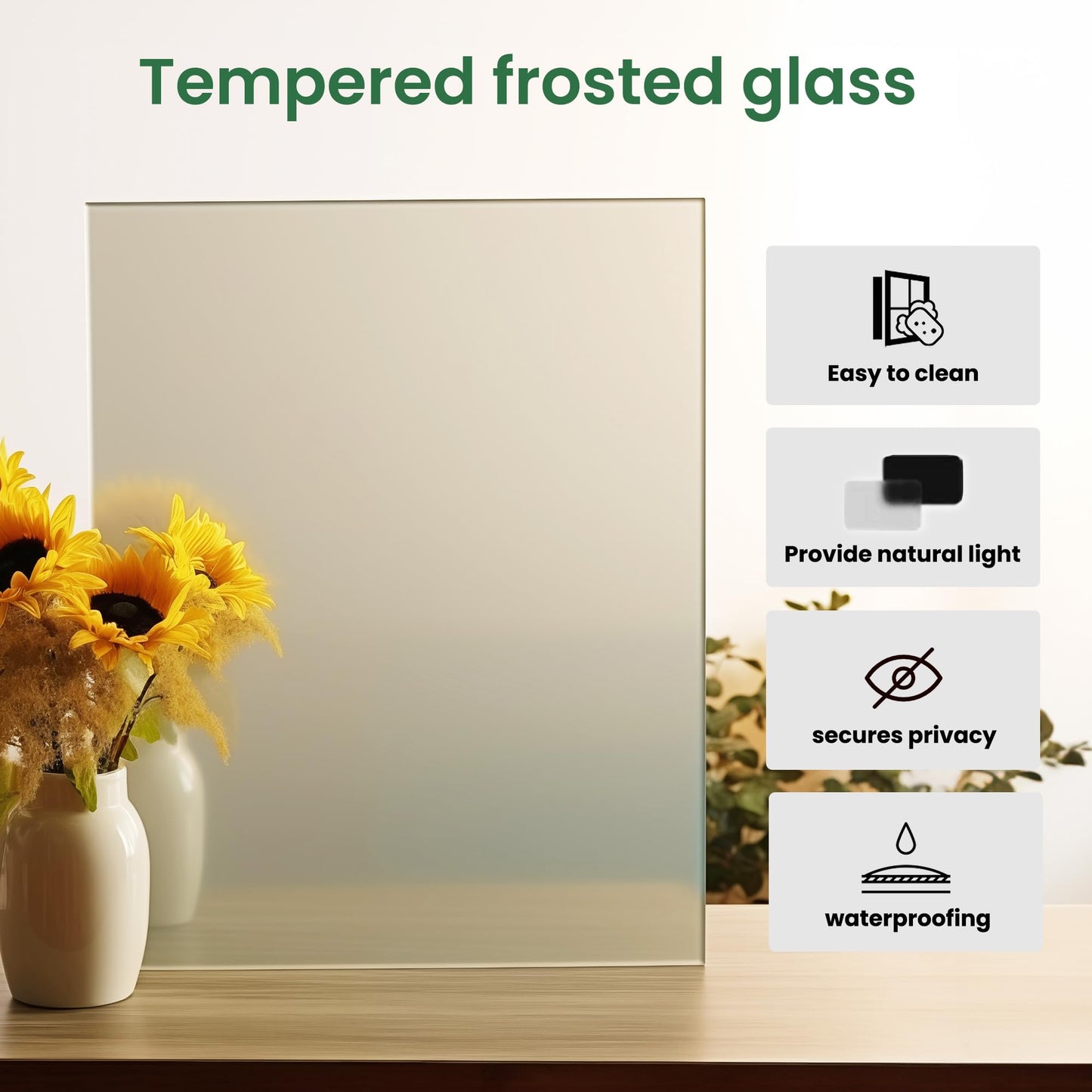 SMARTSTANDARD 32" x 80" Slab Door, Solid Core Frosted Glass Pantry Door